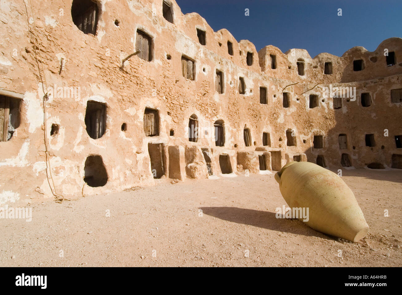 Storage castle with ghorfas, Qasr el Hajj, Nafusah mountains Stock Photo