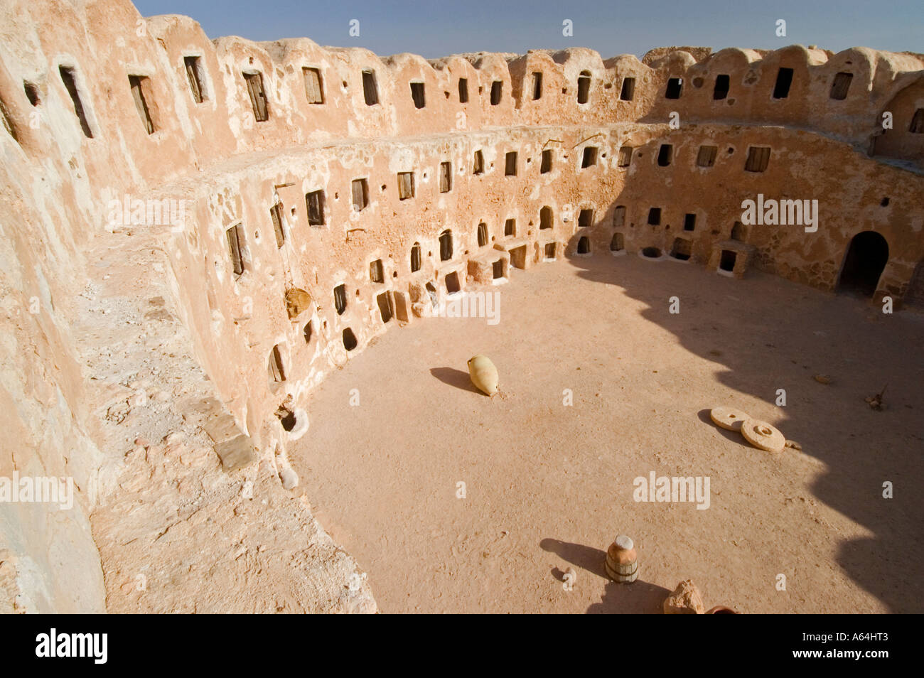 Storage castle with ghorfas, Qasr el Hajj, Nafusah mountains Stock Photo