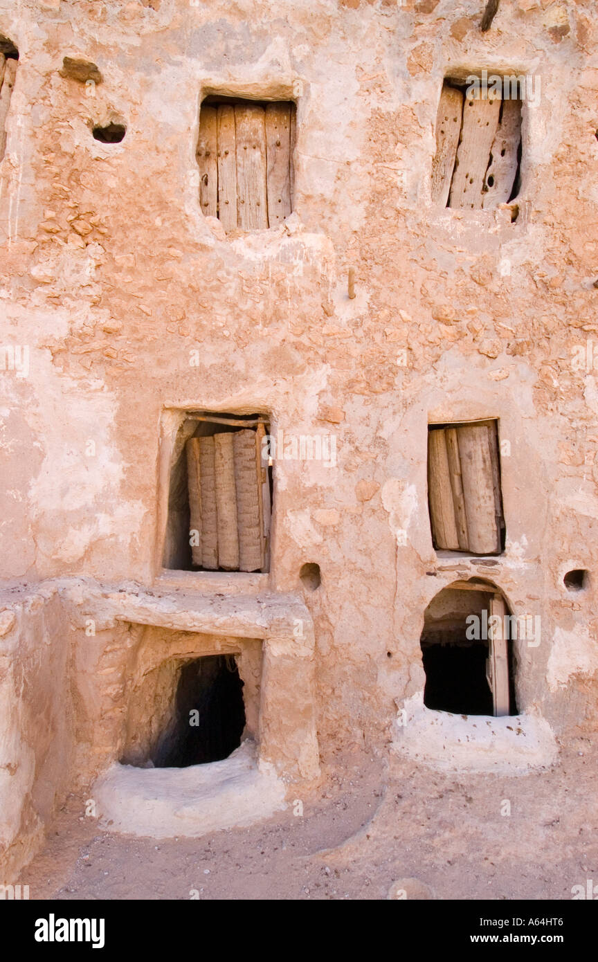 Storage castle with ghorfas, Qasr el Hajj, Nafusah mountains, Libya Stock Photo