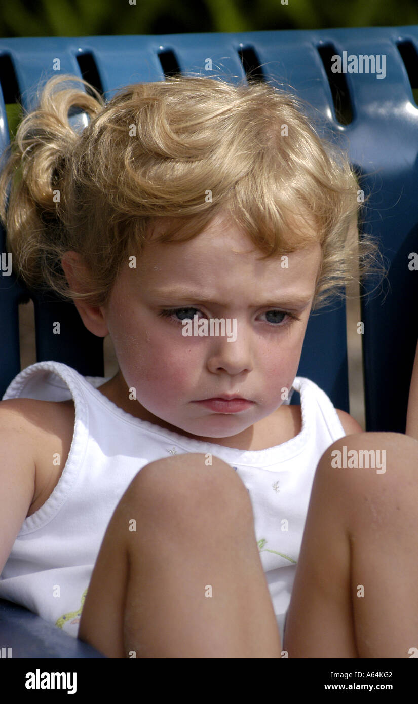 Young girl very tired Stock Photo