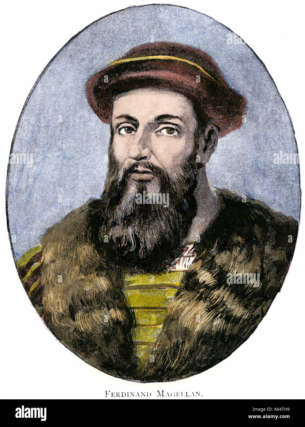 Portuguese explorer Ferdinand Magellan whose expedition first  circumnavigated the globe 1519 to 1521. Hand-colored halftone of an  illustration Stock Photo - Alamy
