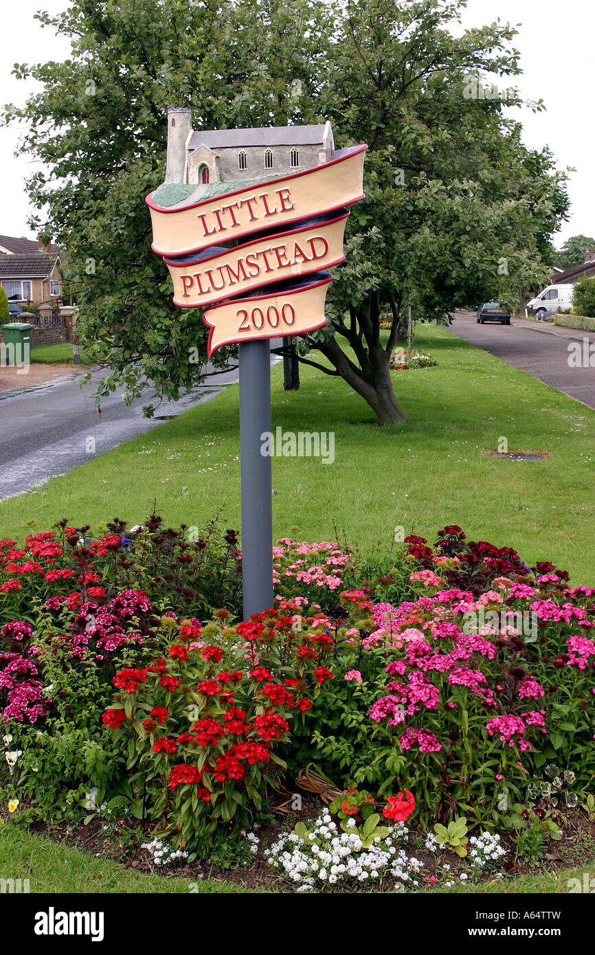 UK Norfolk Broads Little Plumstead village sign Stock Photo Alamy