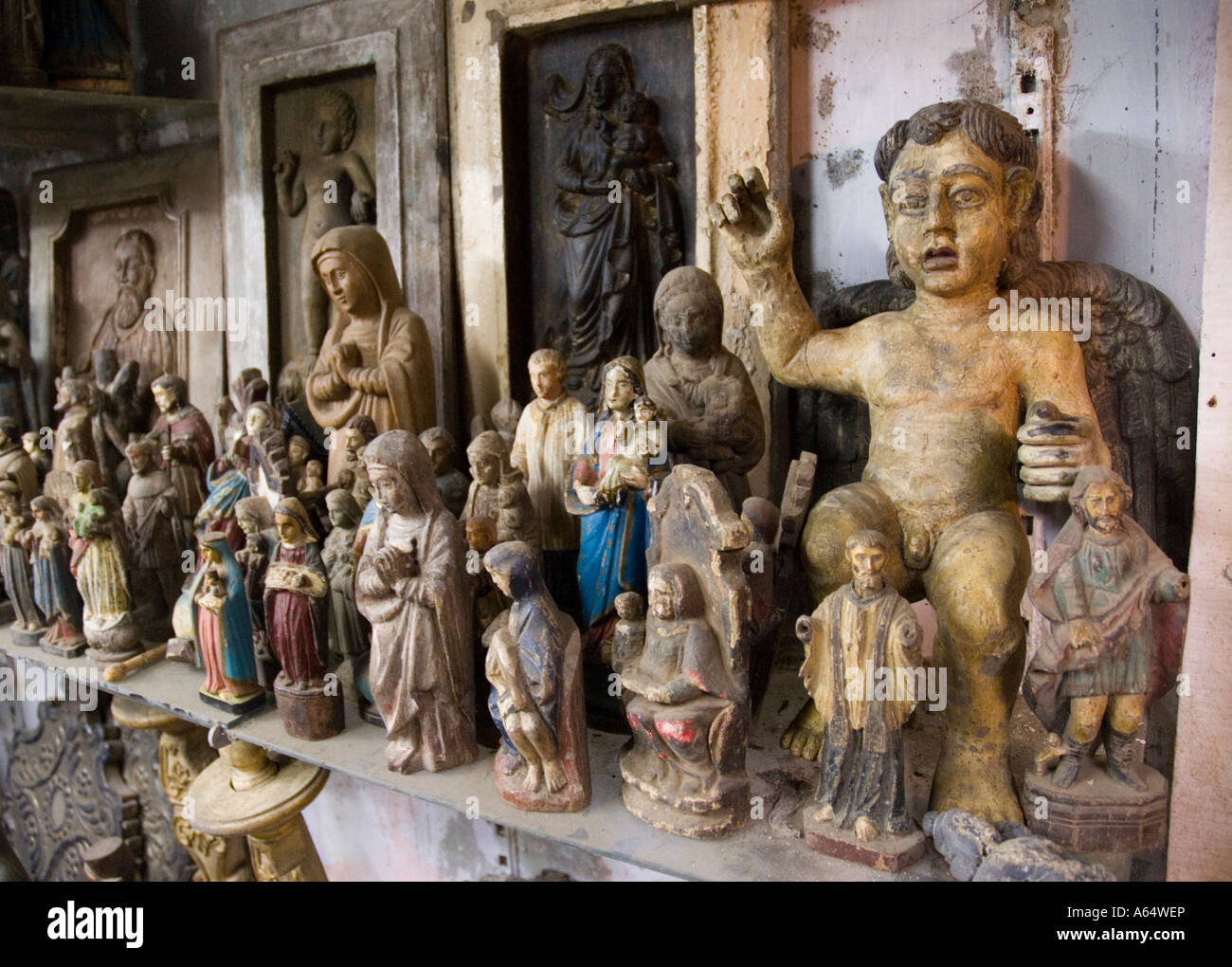 Religious antiques for sale in a shop in Chor Bazaar the largest