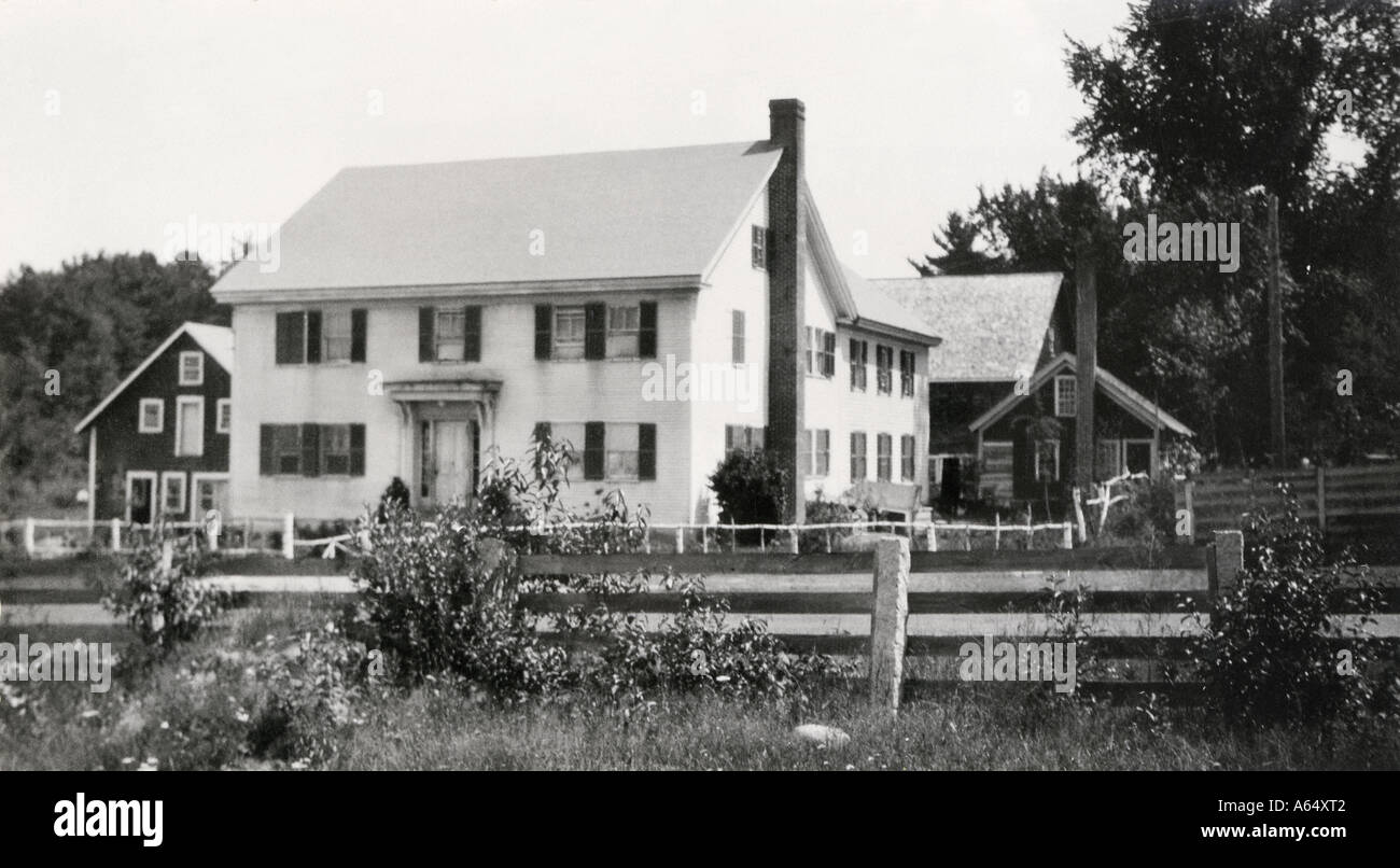 Shaker farmhouse and barns Alfred Maine circa 1900. Photograph Stock Photo