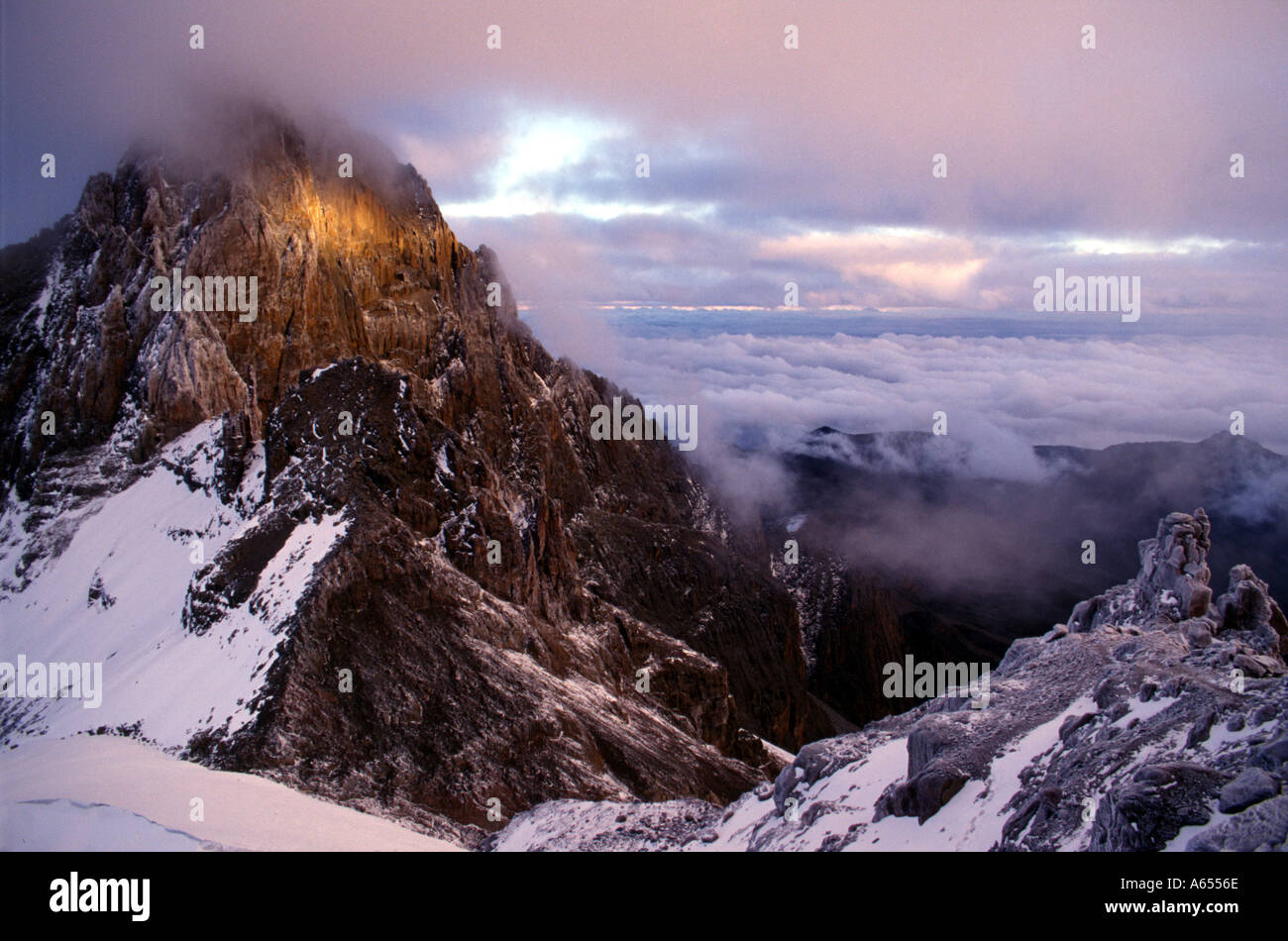 Point Lenana at sunrise Mount Kenya Kenya East Africa Stock Photo Alamy
