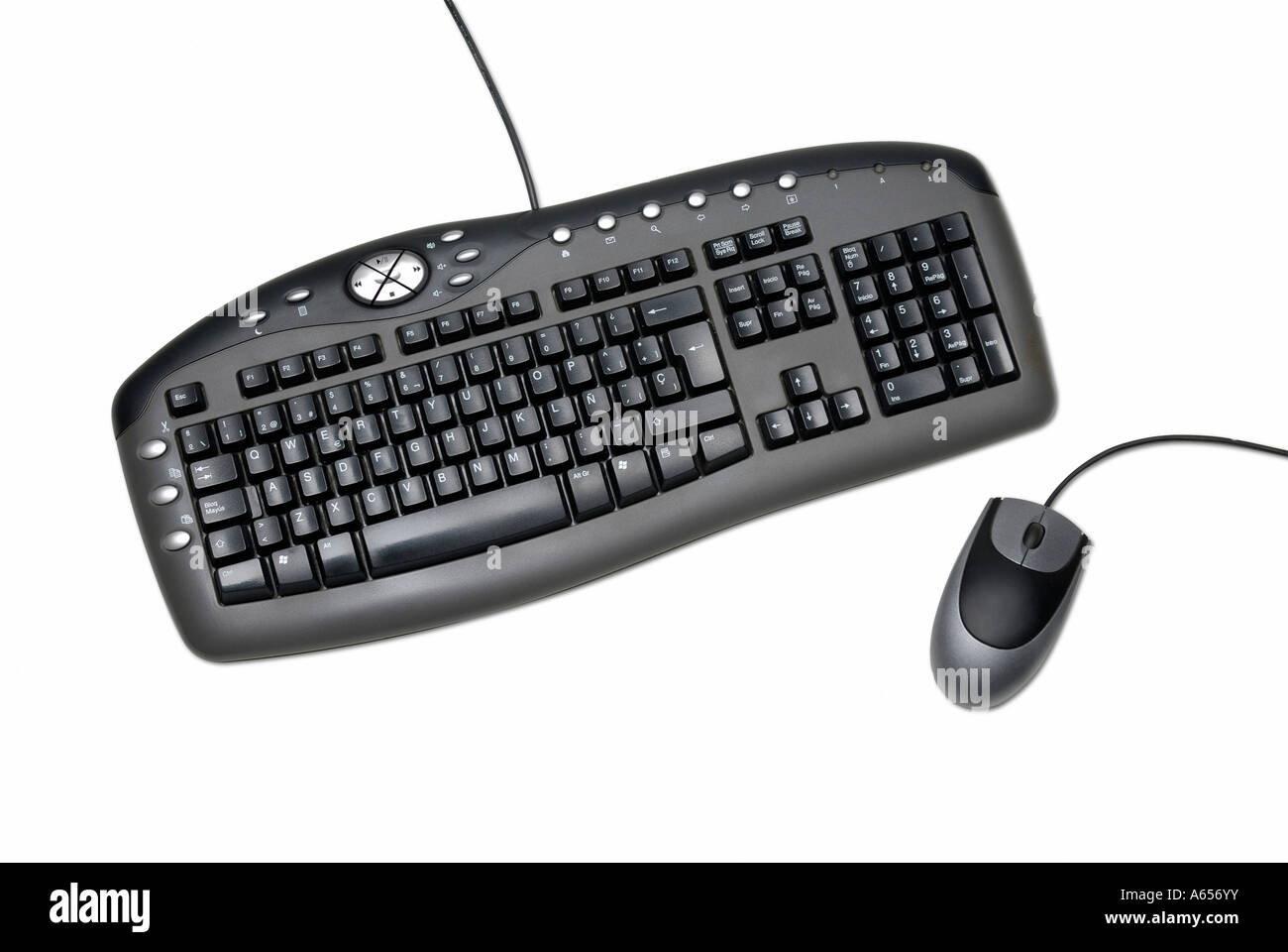 COMPUTER KEYBOARD AND MOUSE ON WHITE BACKGROUND Stock Photo