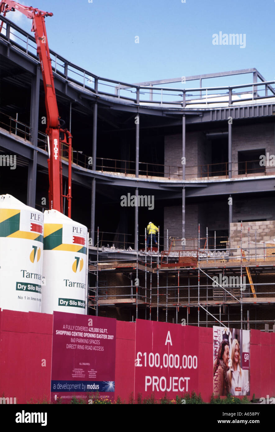 Construction work on Wigan's new shopping Mall, part of the regeneration of the town centre. Stock Photo