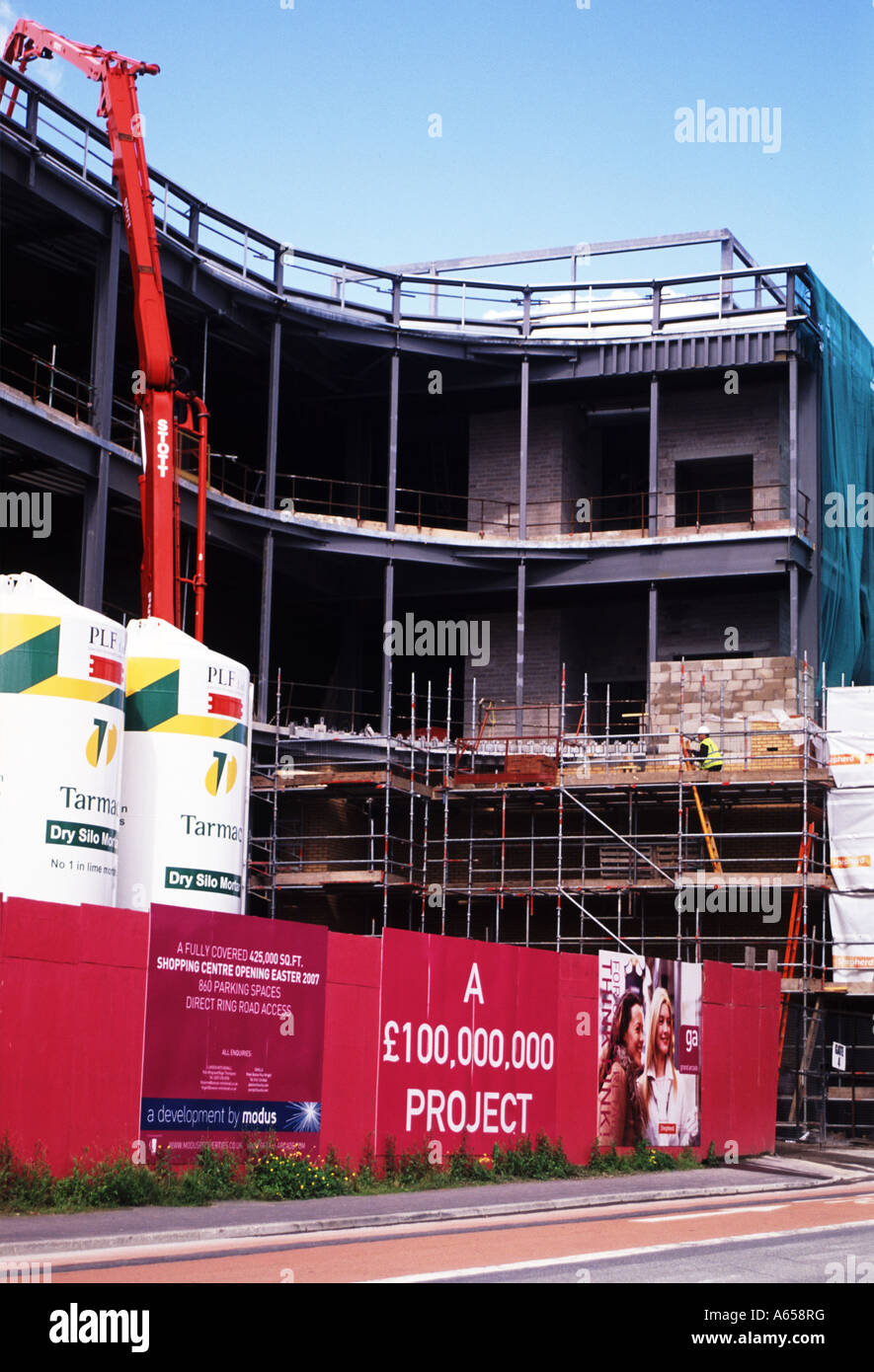 Construction work on Wigan's new shopping Mall, part of the regeneration of the town centre. Stock Photo