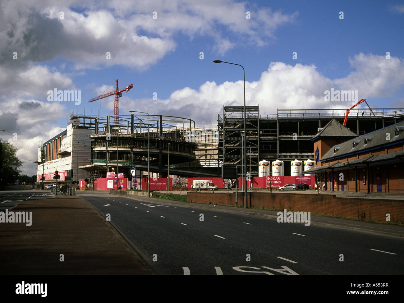 Construction work on Wigan's new shopping Mall, part of the regeneration of the town centre. Stock Photo