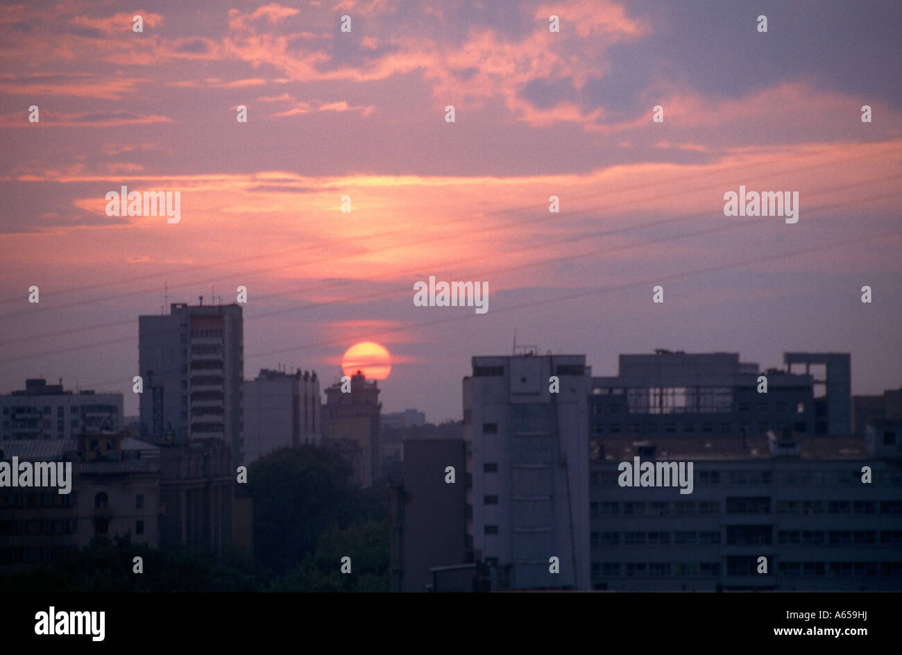 Moscow Russia * Apartment Blocks Sunset Stock Photo