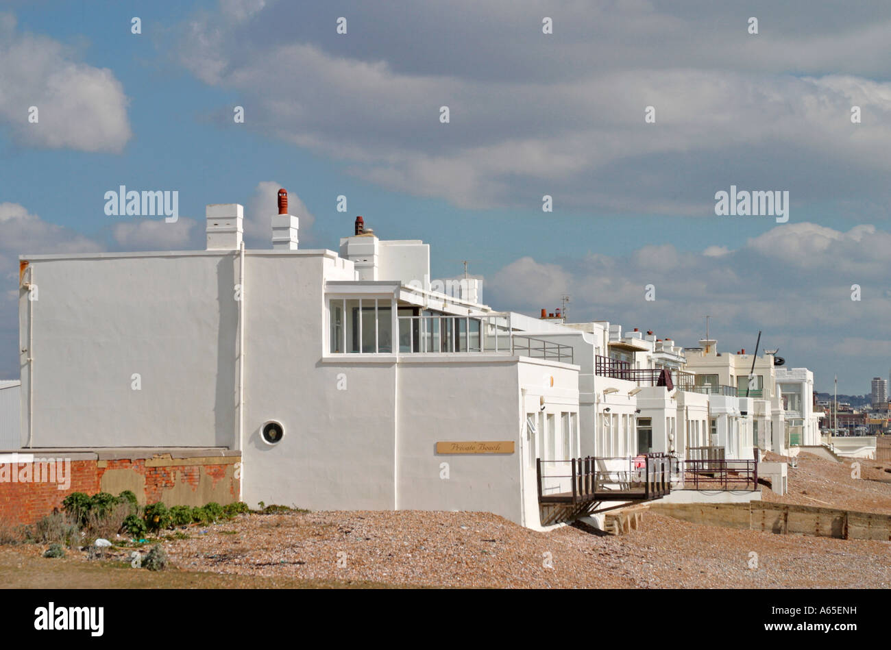 Row Of Beach Houses In Hove East Sussex One Is Owned By Heather Mills Mccartney Stock Photo Alamy