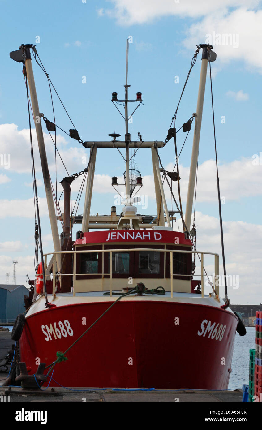 Jennah D fishing trawler moored at Port of Shoreham, Sussex. British registered, built in 1995, 13.9 metres length. Stock Photo