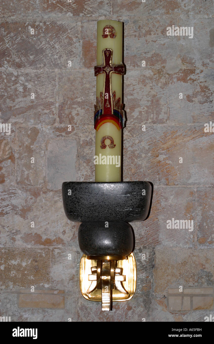 Paschal candle at Chichester Cathedral, West Sussex, England, UK Stock Photo