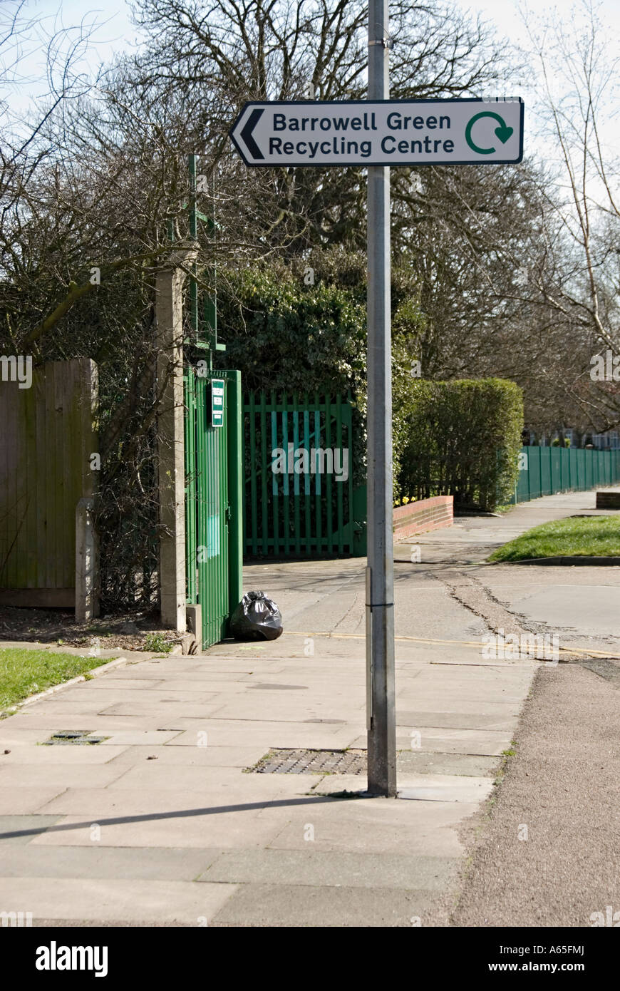 Signpost to Barrowell Green recycling centre Stock Photo Alamy