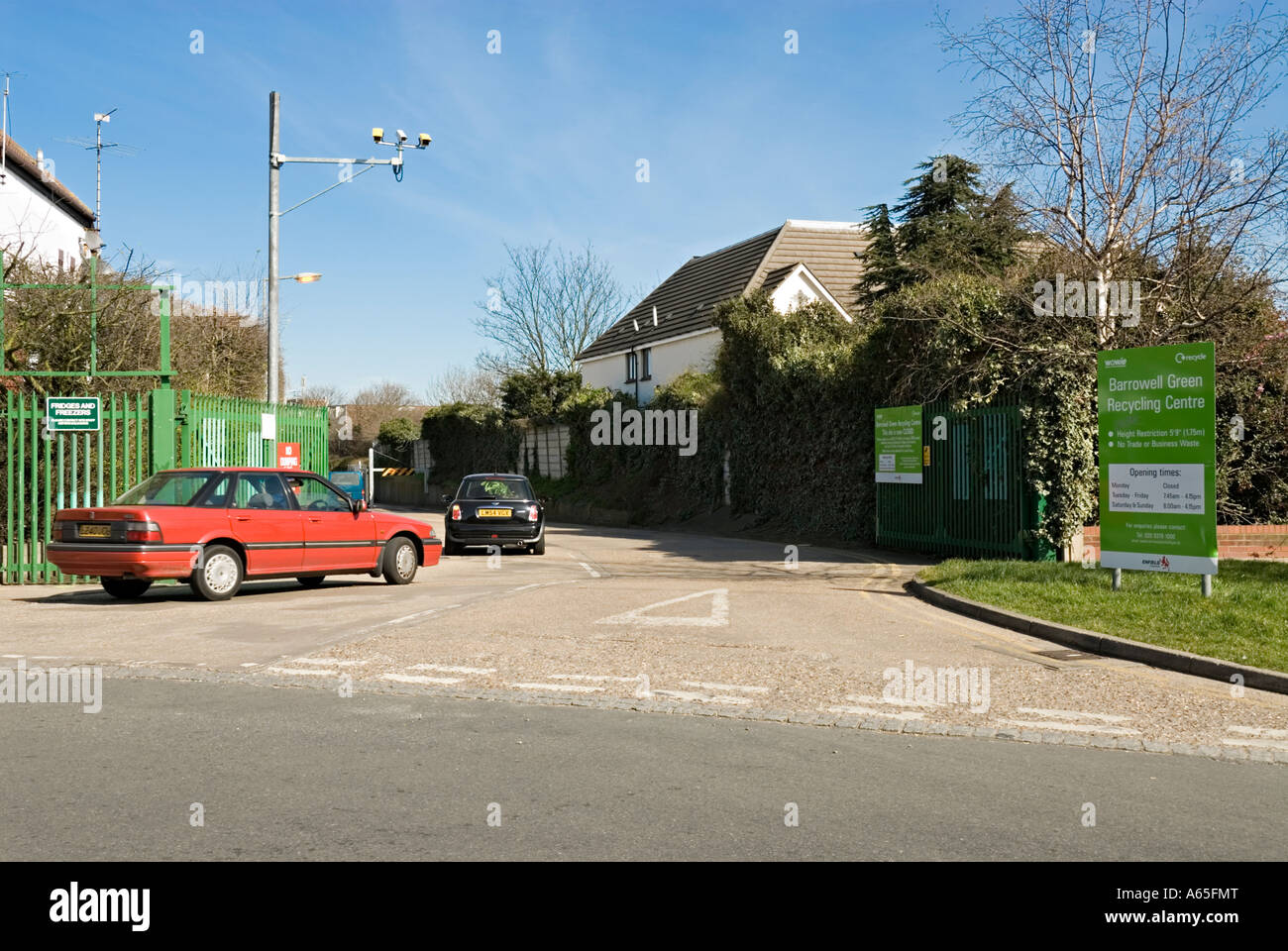 Residents entering Barrowell Green Recycling Centre in Enfield London