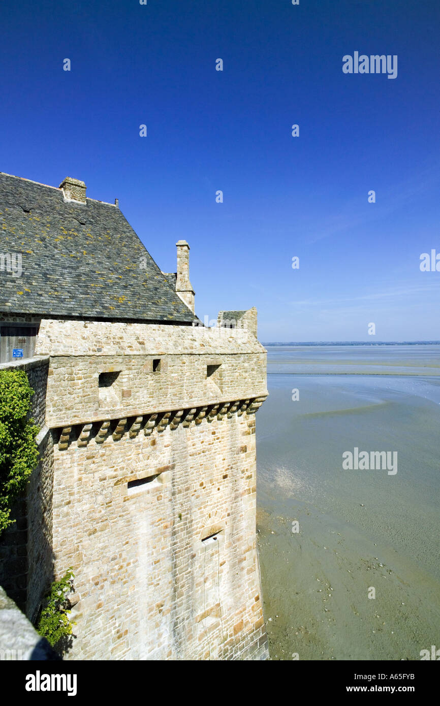 RAMPART'S WATCH TOWER AND BAY  MONT-ST-MICHEL  NORMANDY FRANCE Stock Photo