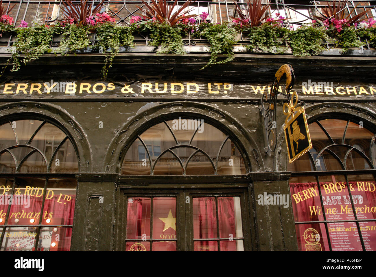 Exterior of Berry Bros and Rudd fine wine merchants dating back to the 1700s St James's Street London Stock Photo