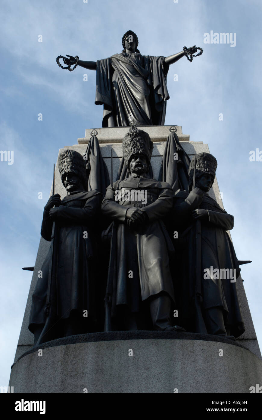 The Crimean War memorial statues in Waterloo Place London Stock Photo