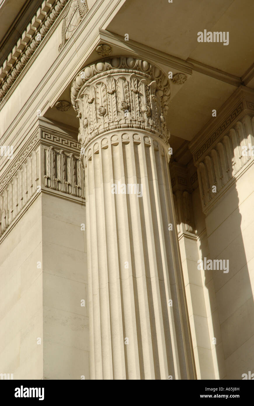 Close up of stone pillar on exterior of the Freemasons' Hall in Great