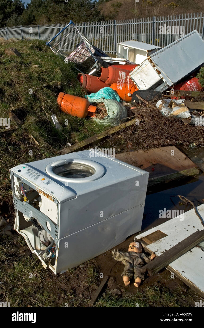 fly tipping near camborne in cornwall,england Stock Photo