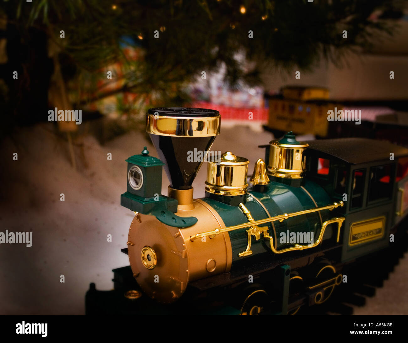 Train under Christmas tree Stock Photo Alamy