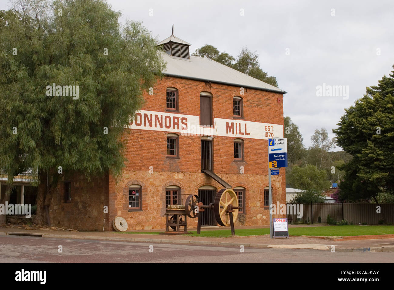 historic Connor's Mill colonial era building in Western Australian country town of Toodyay Stock Photo