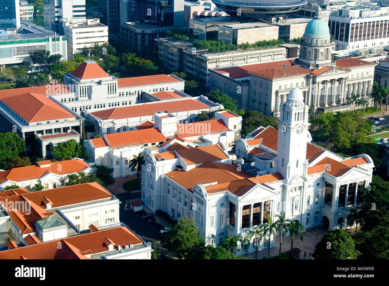 Colonial Clocktower and Administrative Buildings Singapore Stock Photo