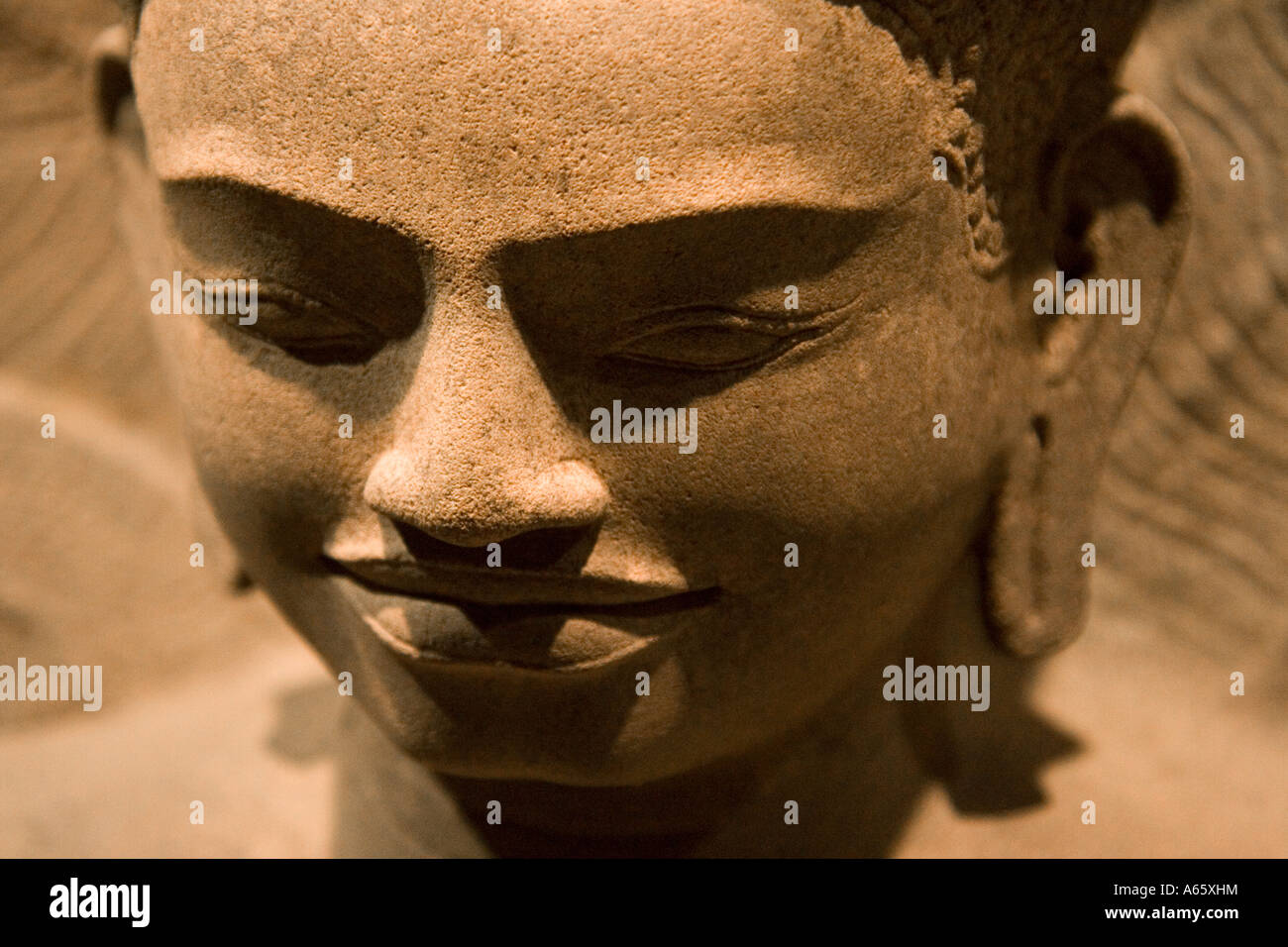 Sandstone Buddha Statue Asian Civilizations Museum Singapore Stock
