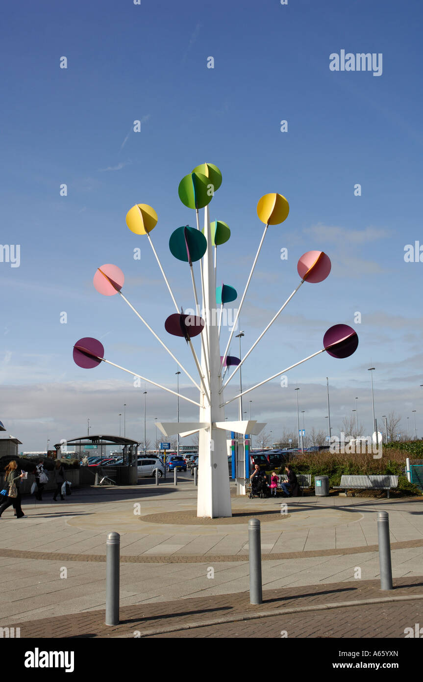 Lollipop sign at The Mall Cribbs Causeway shopping centre, Bristol, UK
