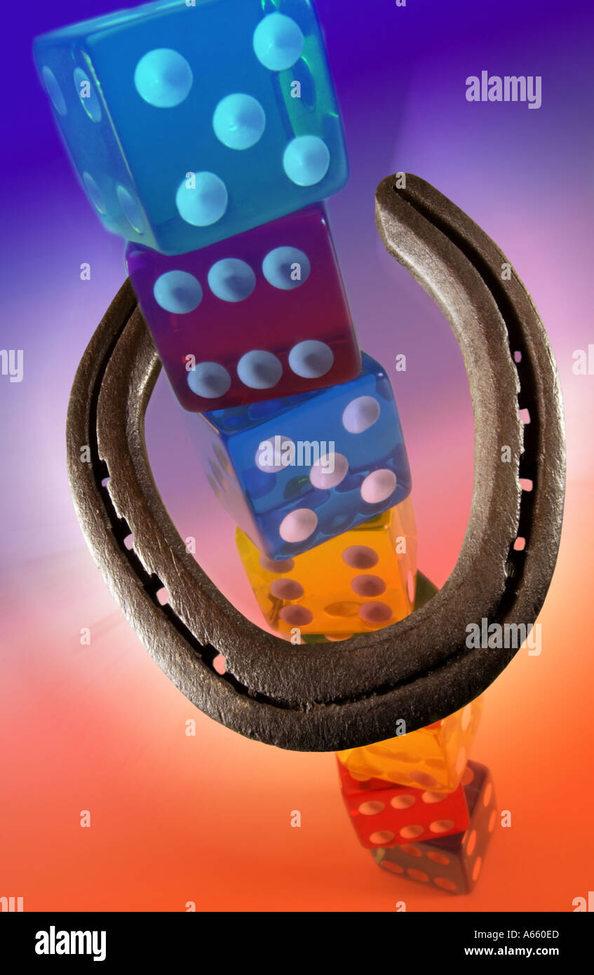 lucky horseshoe and dice Stock Photo Alamy