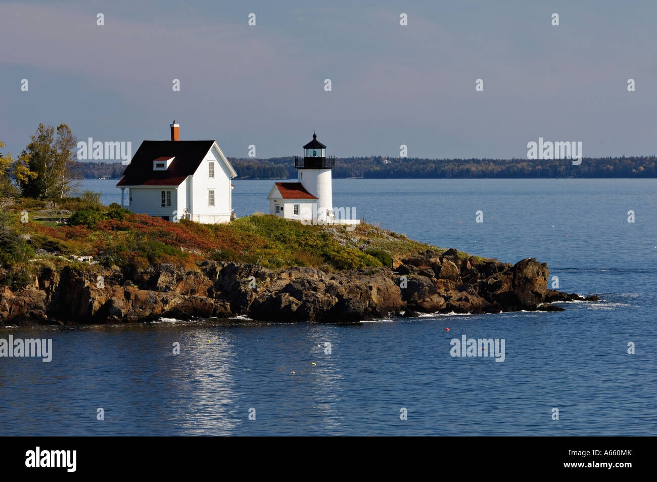 Curtis Island Lighthouse Near Camden Maine Stock Photo
