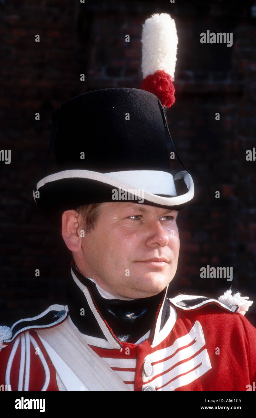 English Royal Marines uniform date 1802 to 1820 including Trafalgar 1805 foreign service style hat Stock Photo