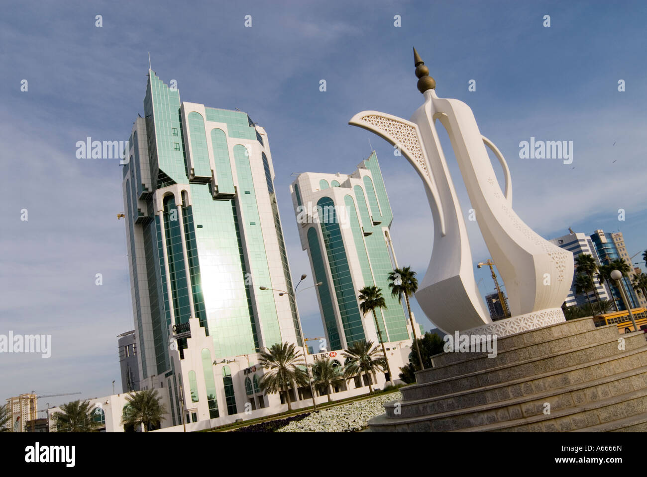 Salam Tower Coffee Pot West Bay Doha Qatar Stock Photo Alamy