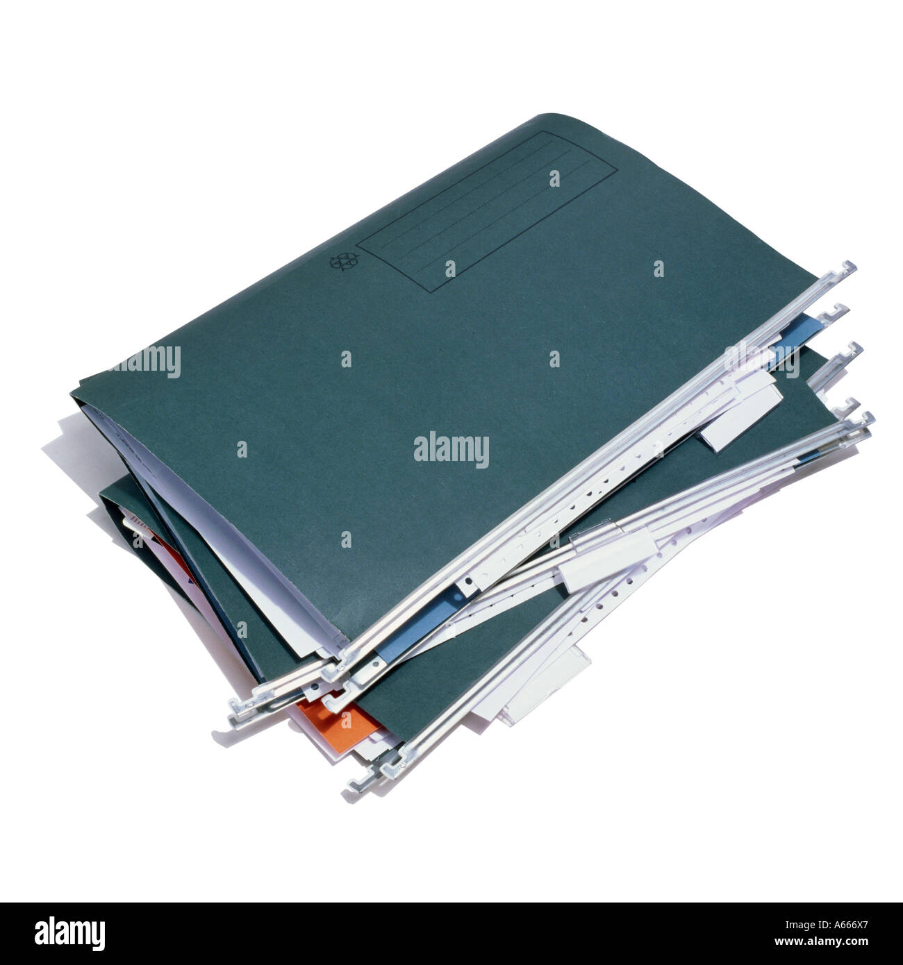 Hanging folders for a filing cabinet Stock Photo
