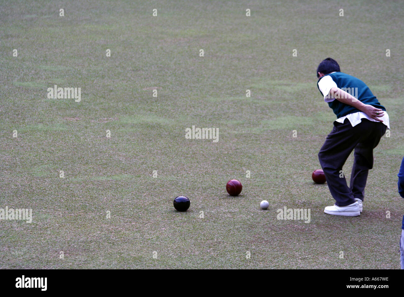 Bocce, lawn bowling at the Craigengower Cricket Club in Hong Kong, China Stock Photo