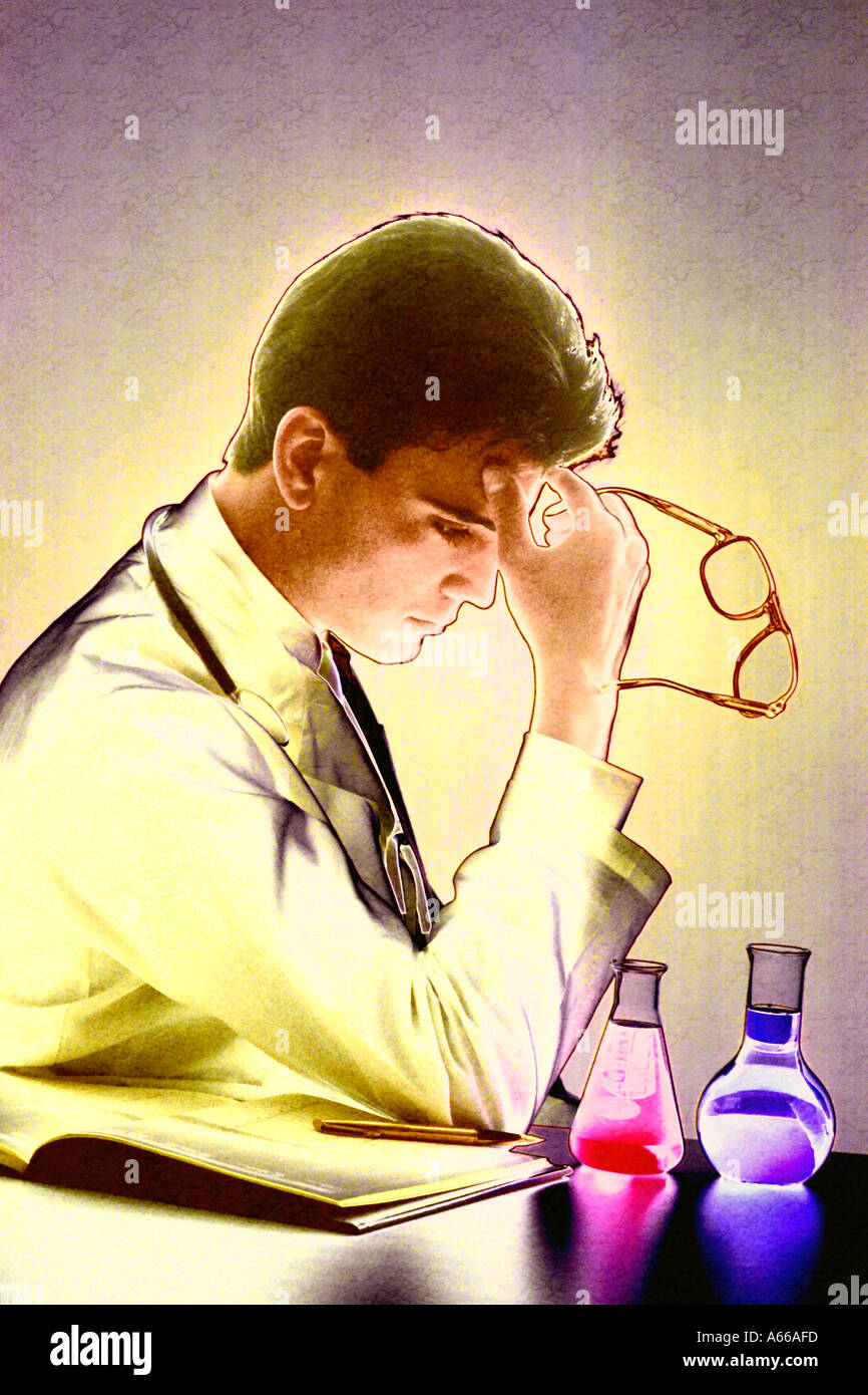 Portrait of a pensive young doctor painting effect Stock Photo Alamy