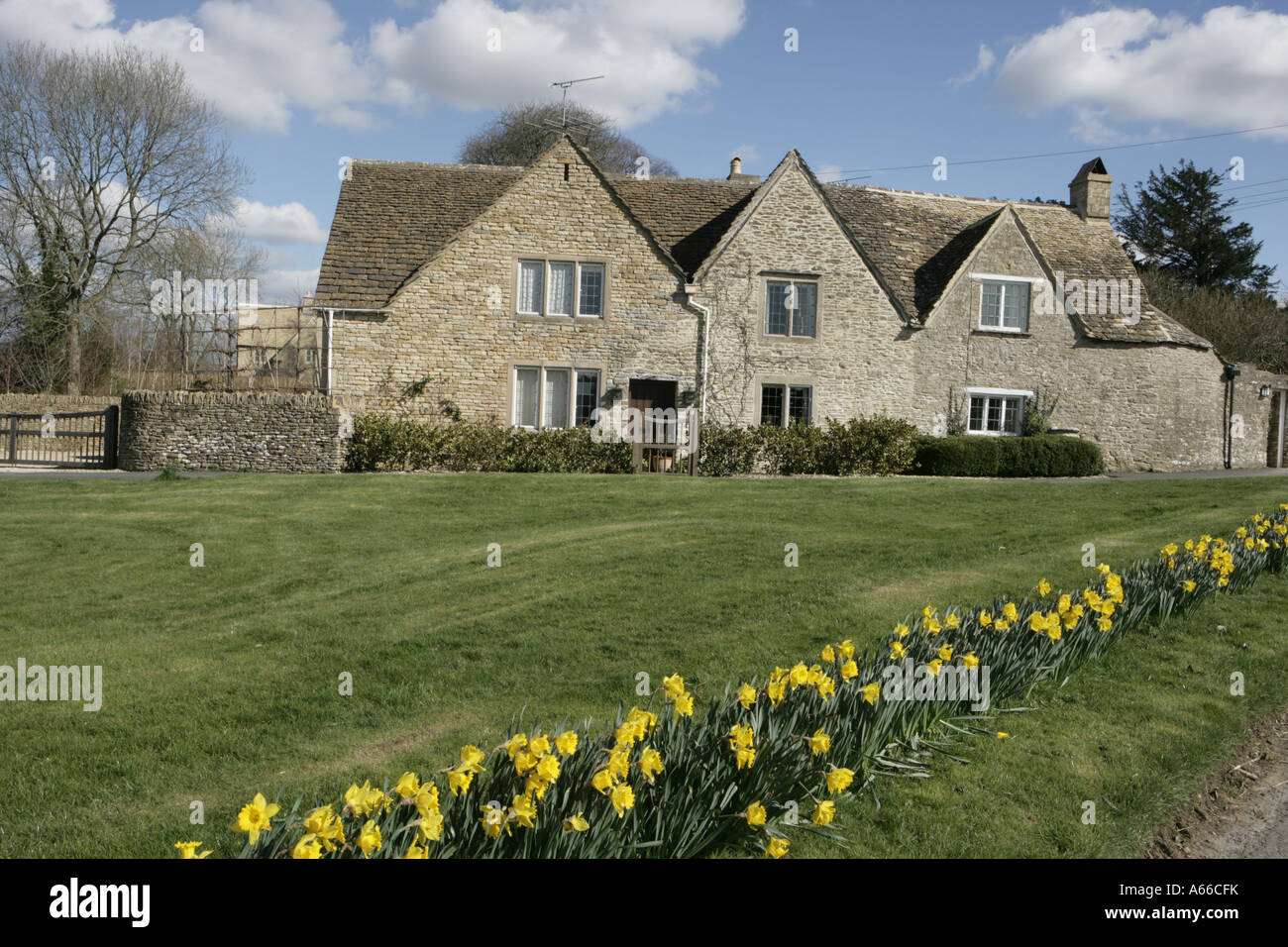 A spring day in the village green at the cotswold village of Sapperton