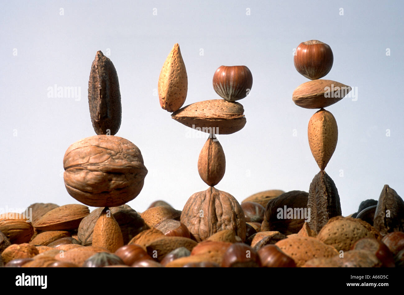 Nuts balancing Stock Photo