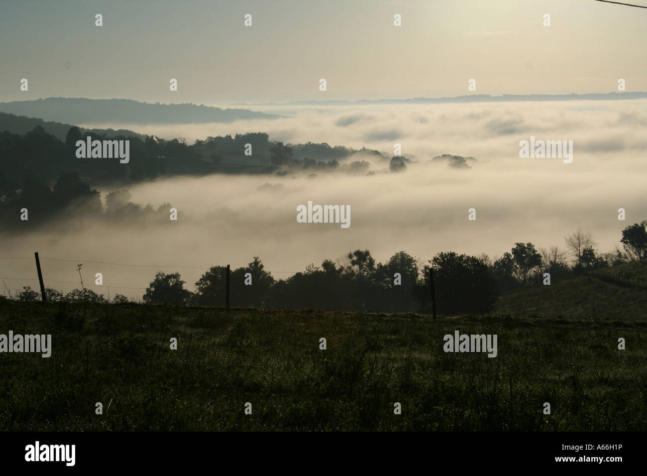 low clouds in the valley Stock Photo - Alamy