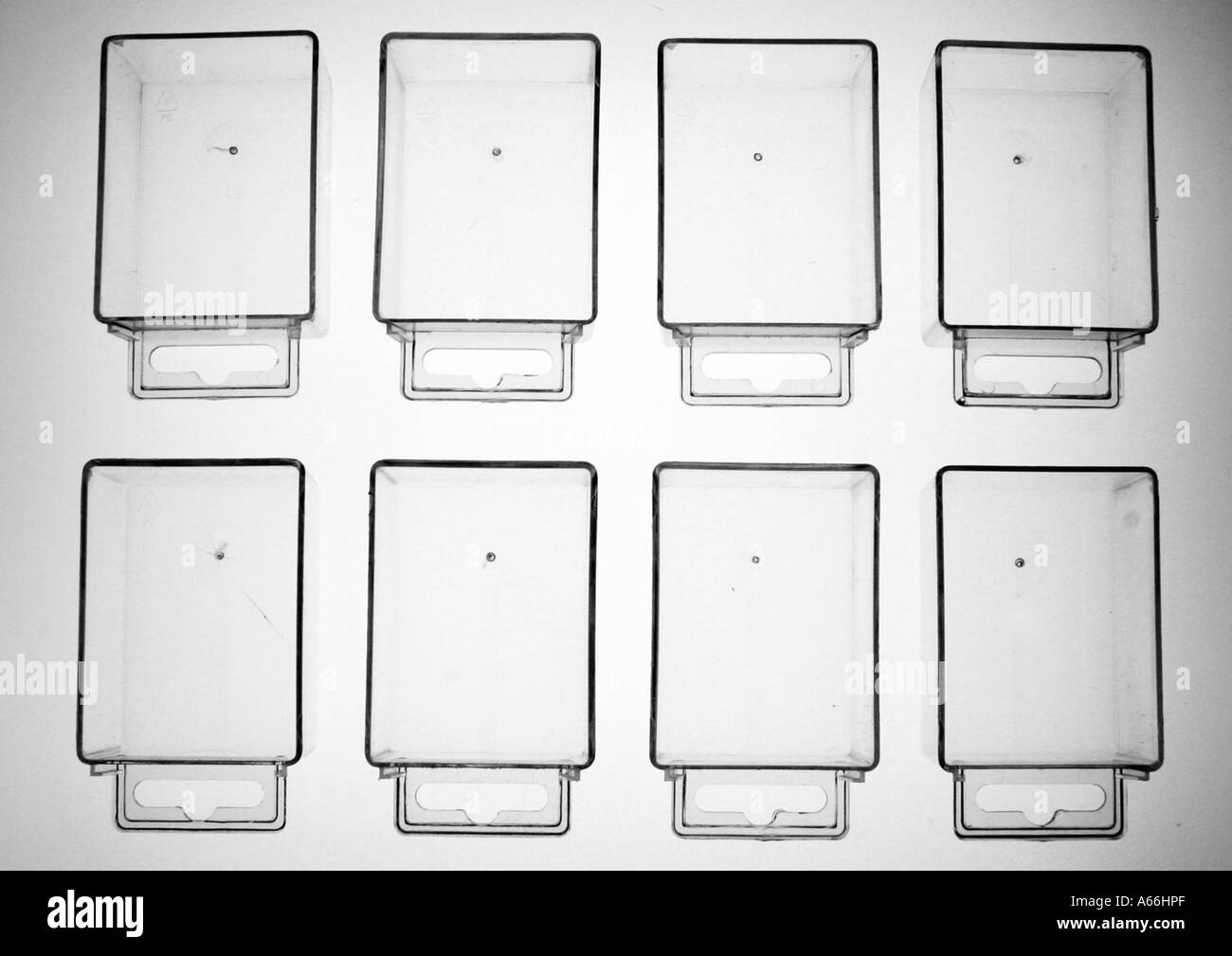 Rows of Clear Boxes Stock Photo