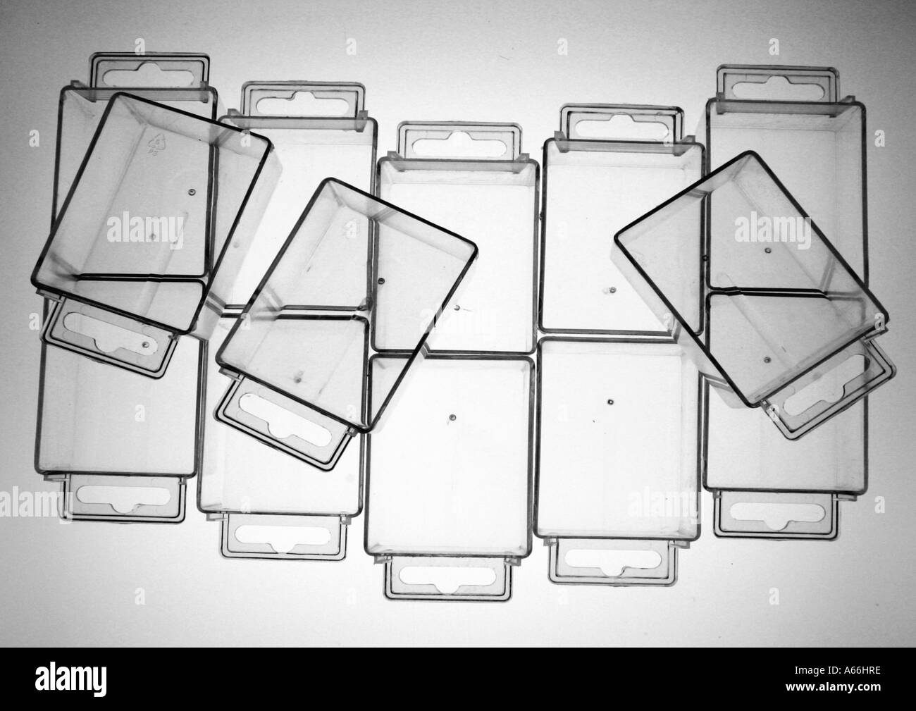 Jumbled Clear Boxes Stock Photo