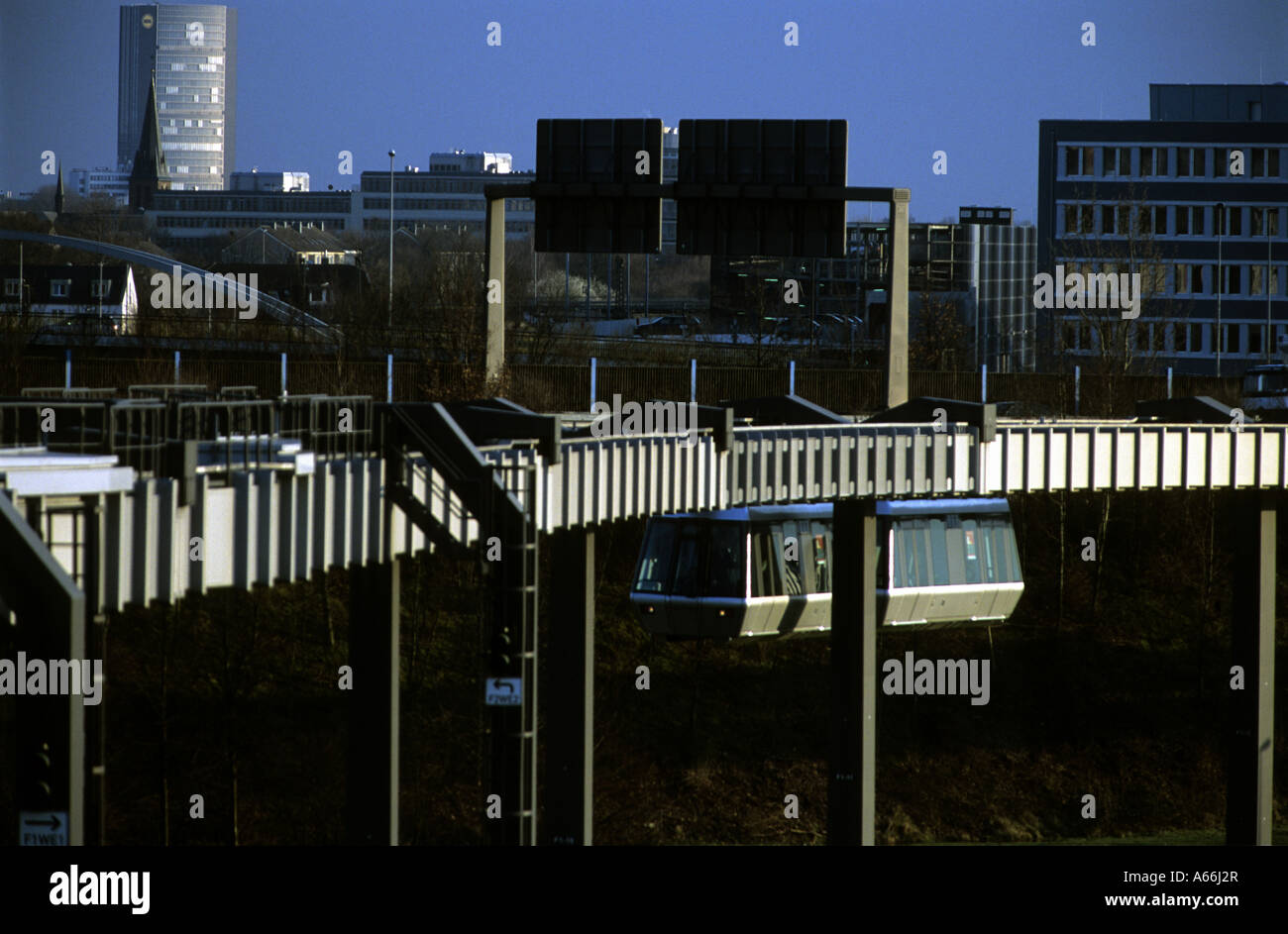 The skytrain or HBahn at Dusseldorf International Airport linking the terminal with the main