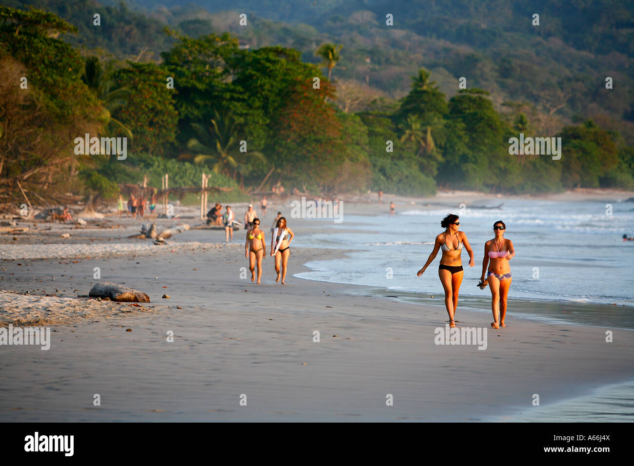 Women walking on Santa Teresa beach Nicoya peninsula Costa Rica Stock Photo