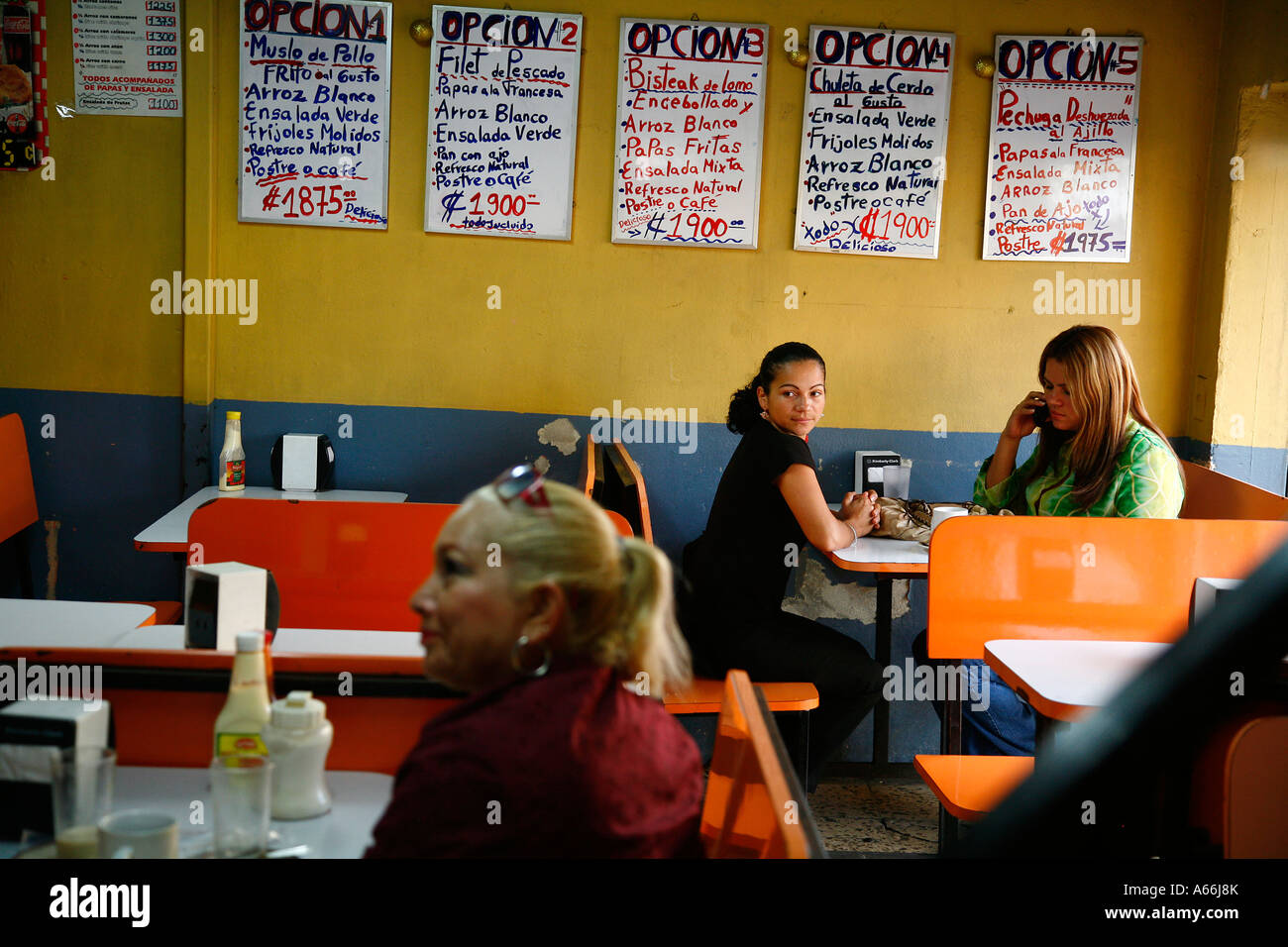 Women Sitting At A Local Restaurant San Jose Costa Rica Stock Photo Alamy