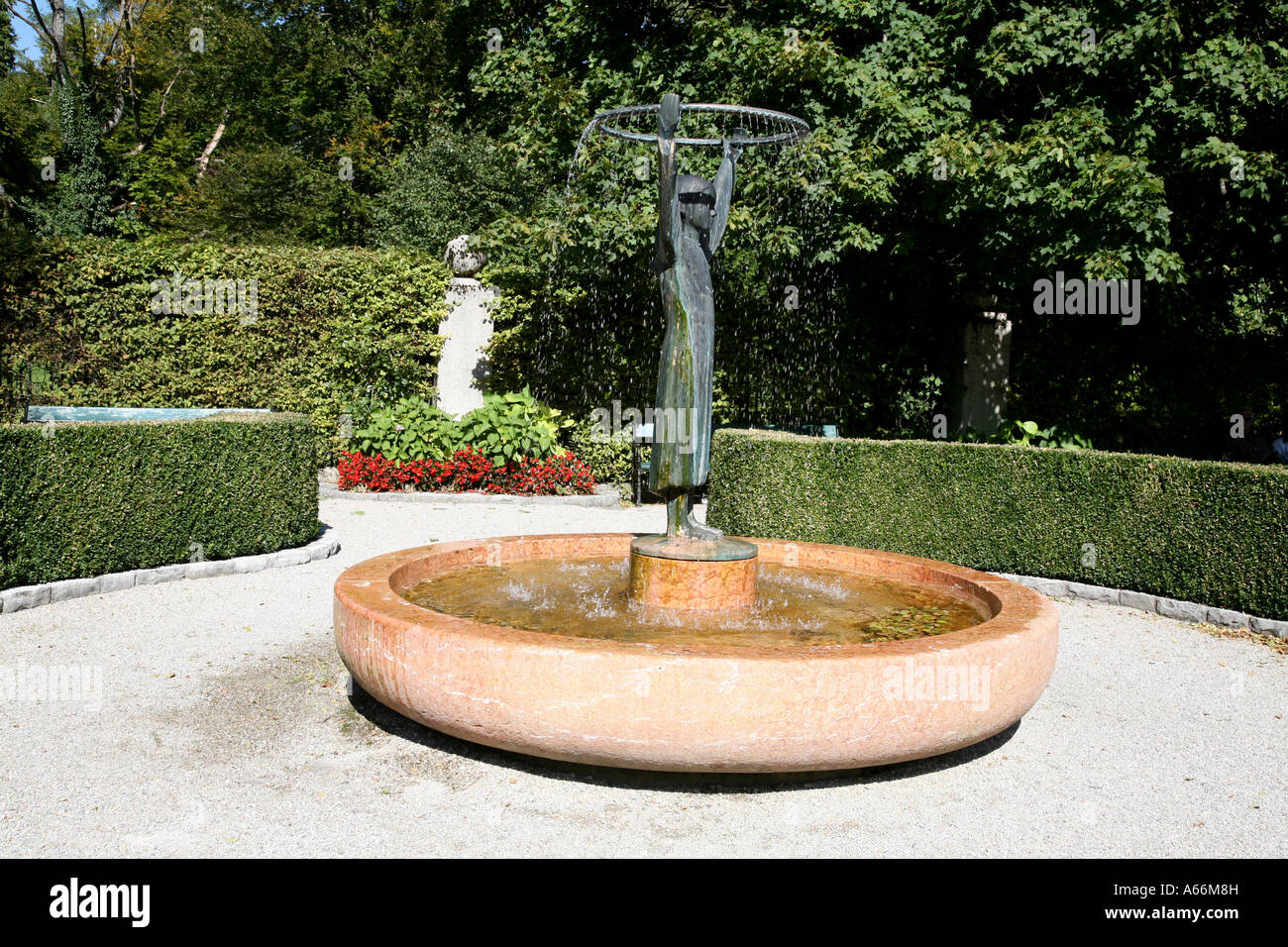 City Park with fountain in St Gilgen Austria Stock Photo