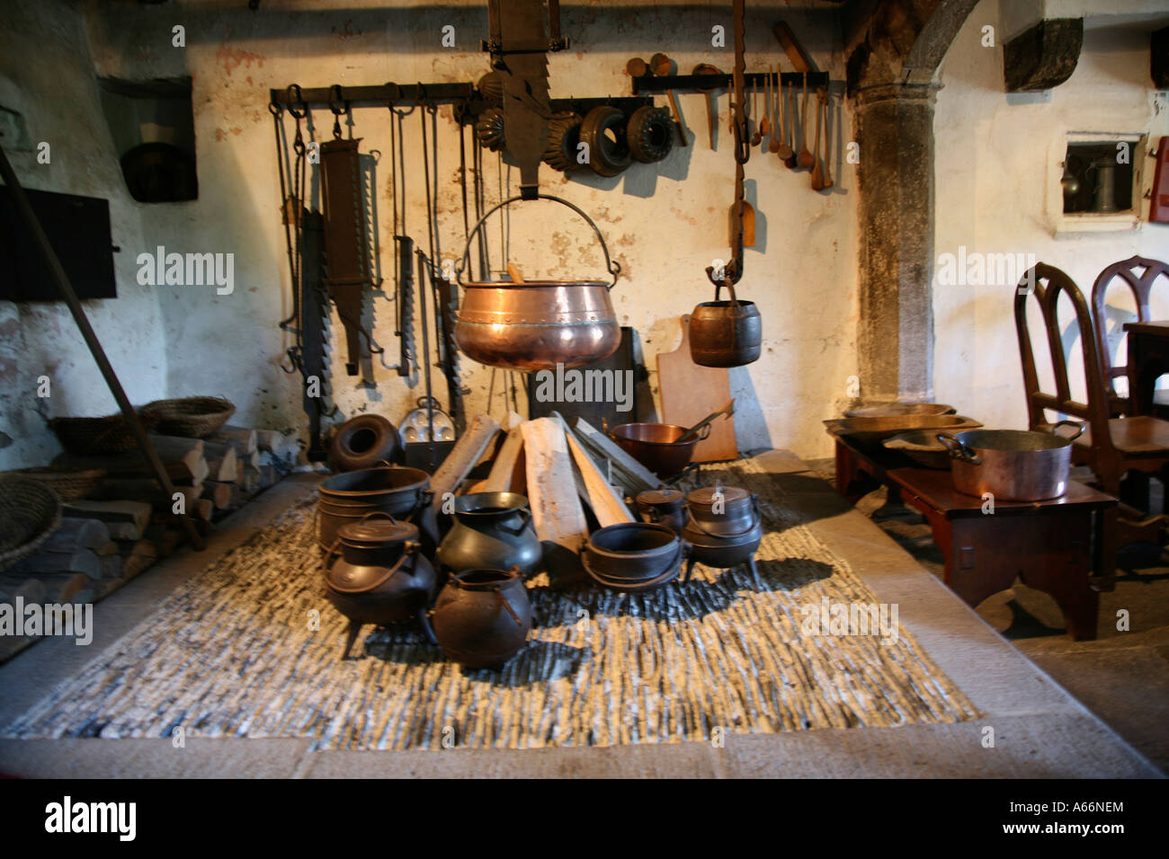Interior Photo Of Fireplace In Kitchen In Burg Or Castle