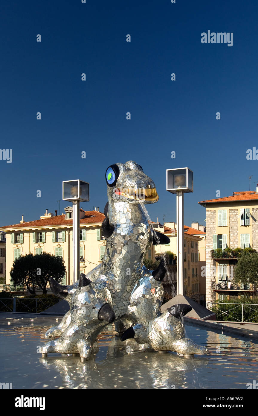 Nice Cote d'Azur France A modern sculpture glistening in the sun in