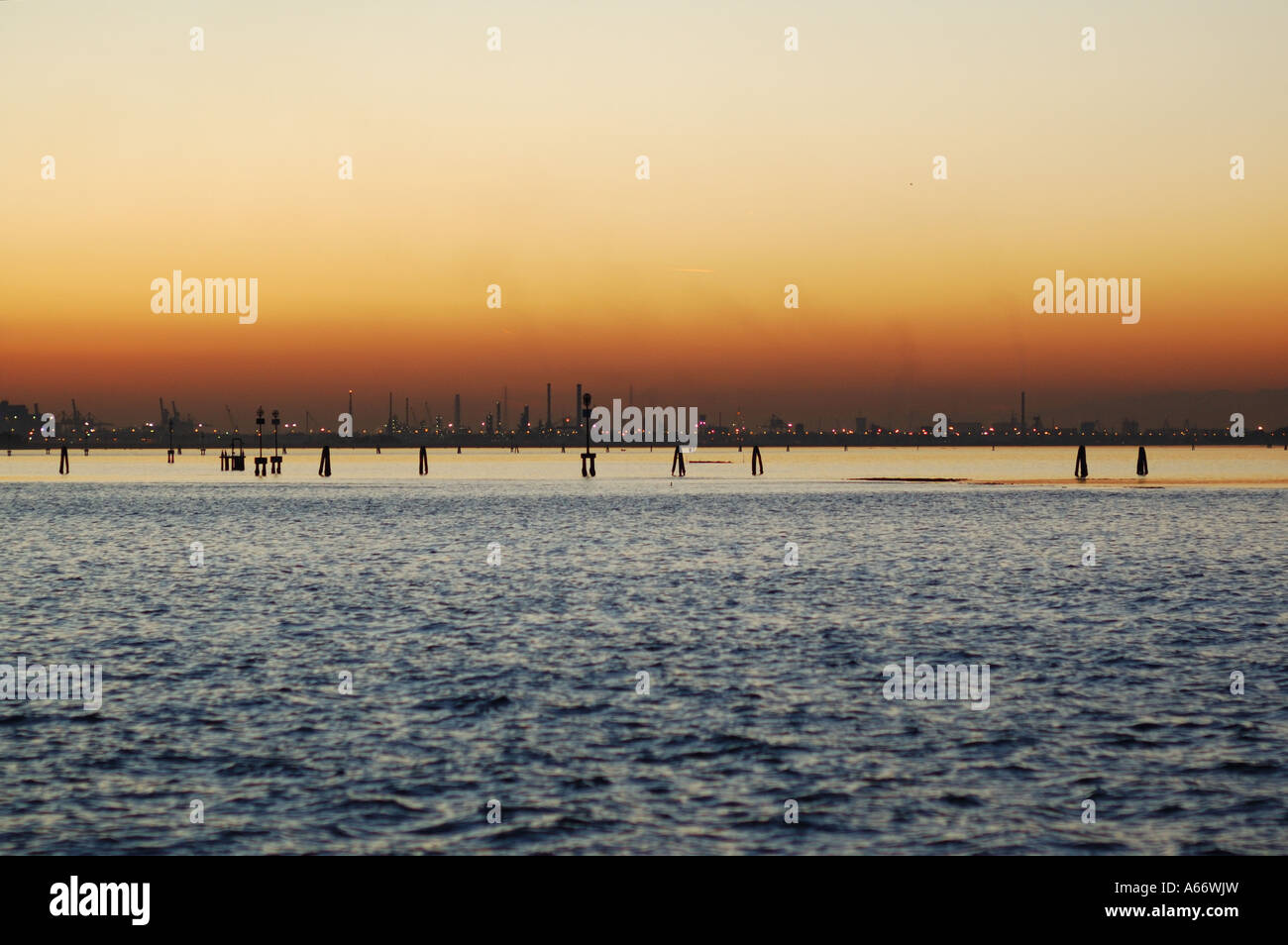 Sunset on the lagoon of Venice Italy Stock Photo - Alamy