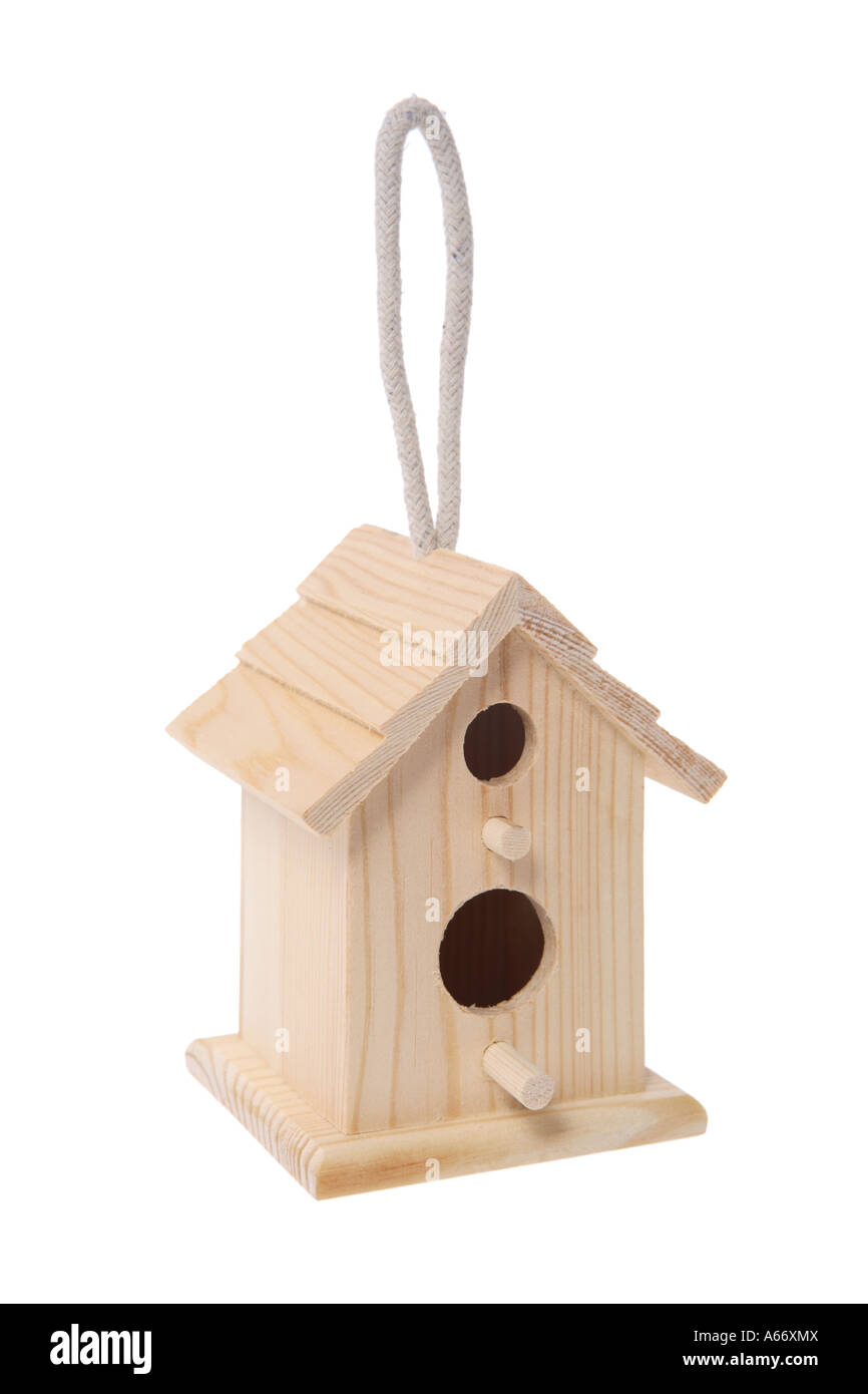 Birdhouse cut out on white background Stock Photo