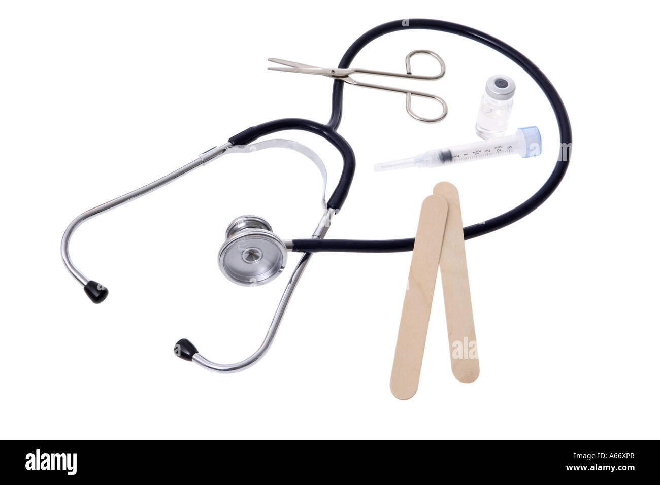 Doctor's tools cut out on white background Stock Photo